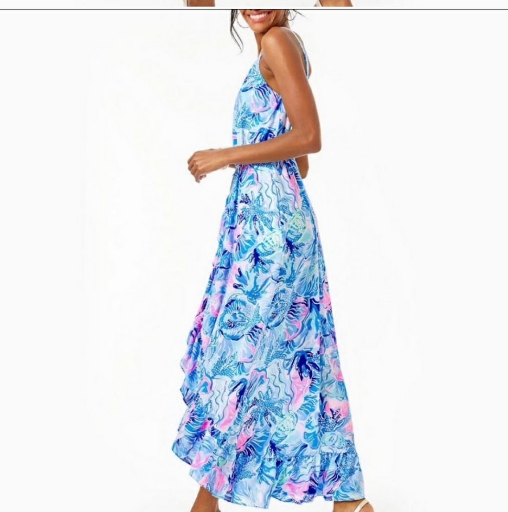 NWOT Pulitzer Resort Mareena Maxi Dress Saltwater Blue Shade Seekers XL - Picture 2 of 11